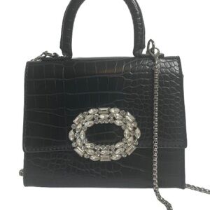Bershka Black Mini Bag with Elegant Crystal Accents